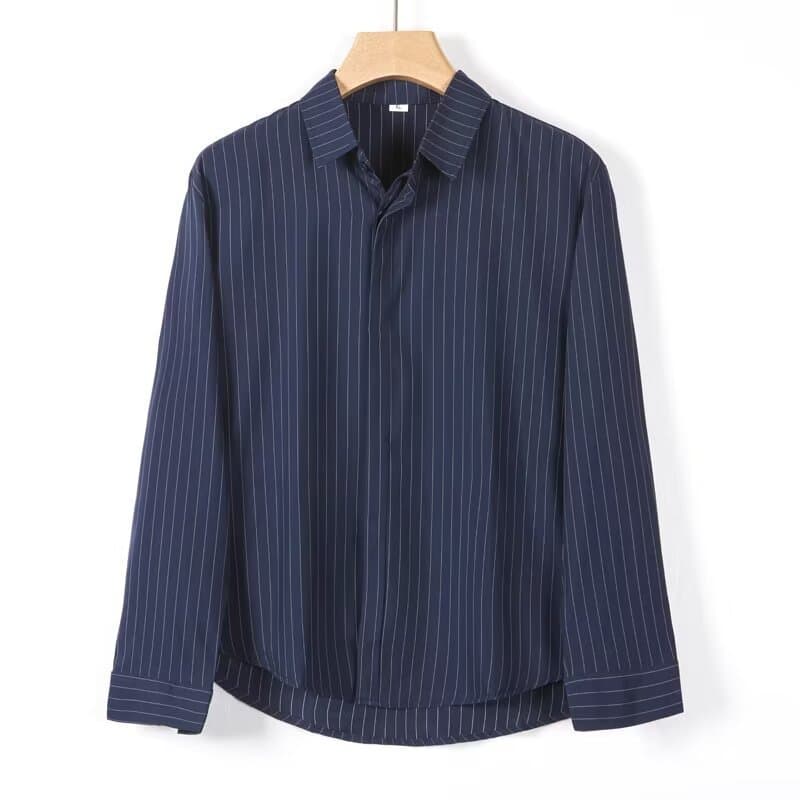 Spring/Autumn Thin Long-Sleeve Shirt for Men, Korean Trendy Business Shirt, Slim Fit Loose Work Shirt Jacket for Men