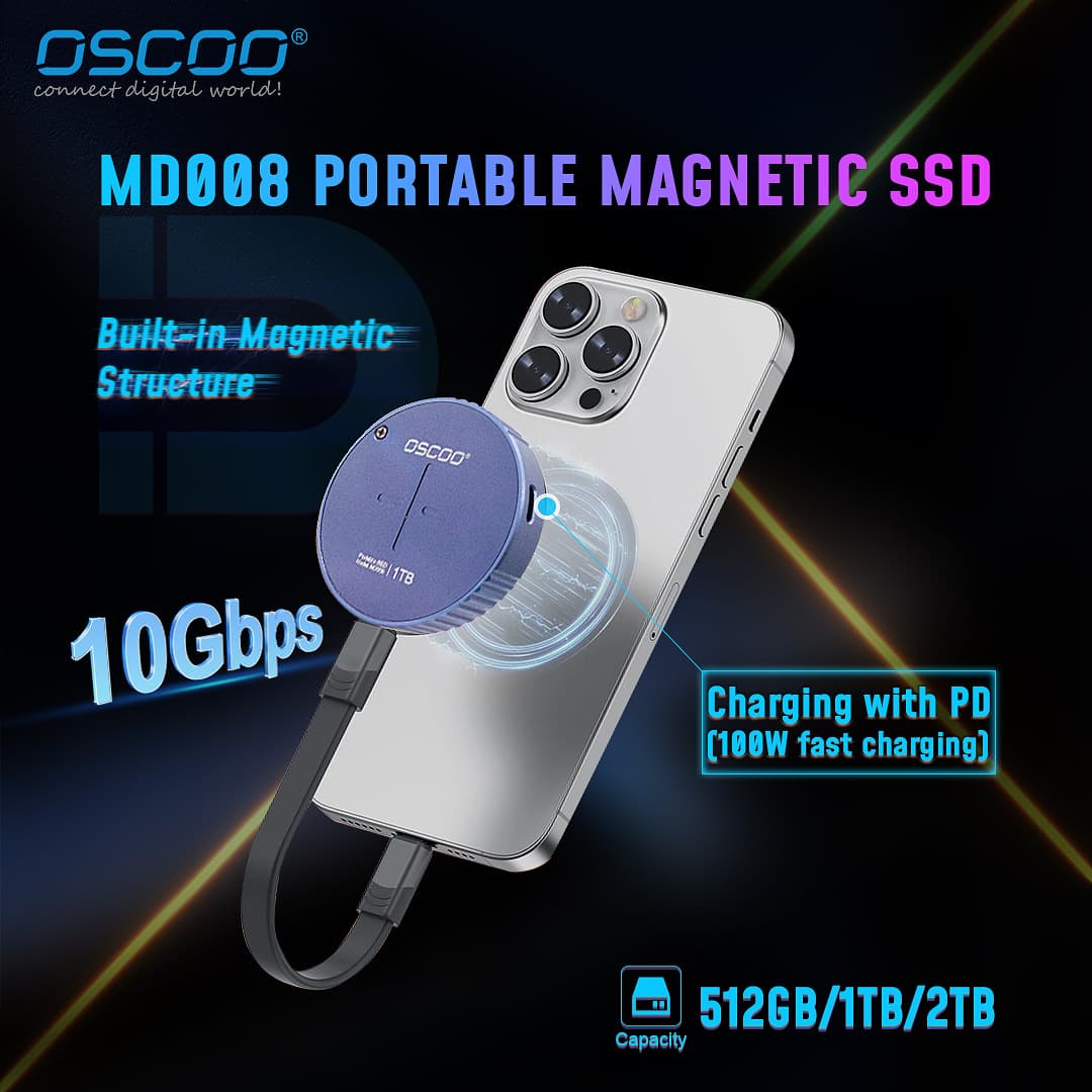 OSCOO Hard Drive Type C Portable SSD Magnetic Hard Drive Solid State 1TB
