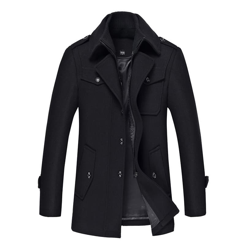 New Autumn/Winter Wool Coat for Men Slim Fit Plus Size Trench Coat Thickened Wool Overcoat Men's Wool Outerwear