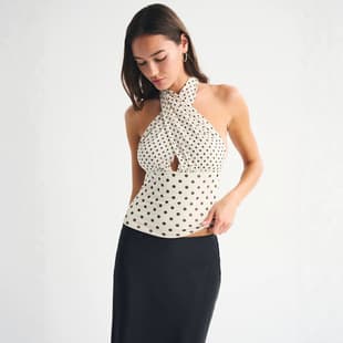 European and American sexy hot girl retro polka dot halter top women's summer color block spliced camisole vest mesh layering top