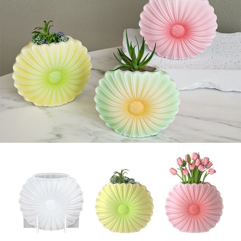 3D Sunflower Vase Silicone Mold DIY Sunflower Flower Arrangement Planter Epoxy Resin Cement Plaster Mold