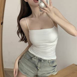 Pleated Camisole with Built-in Pads, Bandeau Style, Sexy Backless, One-Piece Wire-Free Inner Layering Top