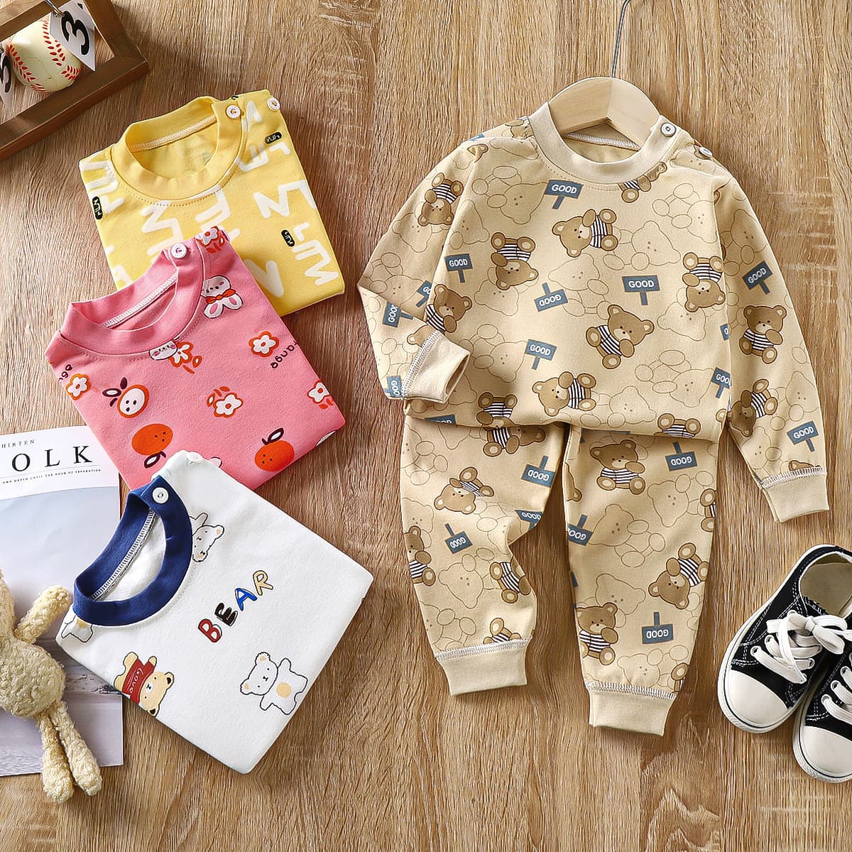 Children's Clothing Spring and Autumn Children's Underwear Set Pure Cotton Autumn Clothes Boys and Girls Baby Autumn Clothes Autumn Pants Pajamas Home Clothes Wholesale