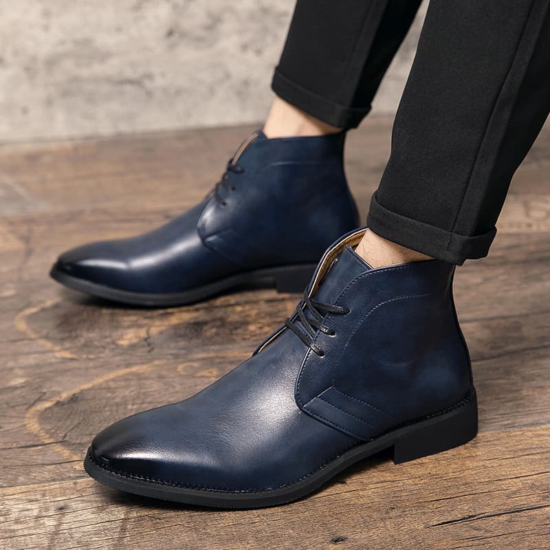 Cross-border Men's Autumn Winter Large Size Short Boots British Retro Martin Boots Men's Foreign Trade High-top Business Casual Leather Boots