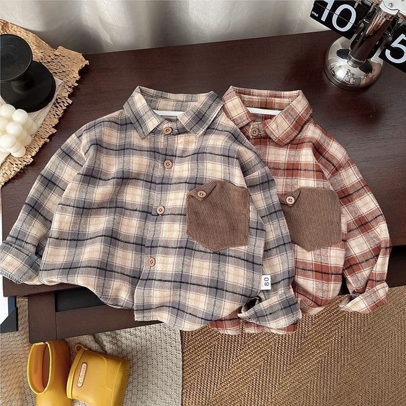 Boys Shirt Spring/Autumn Handsome Children's Shirt Long Sleeve Baby Plaid Top Korean Spring Stylish Thin Outerwear