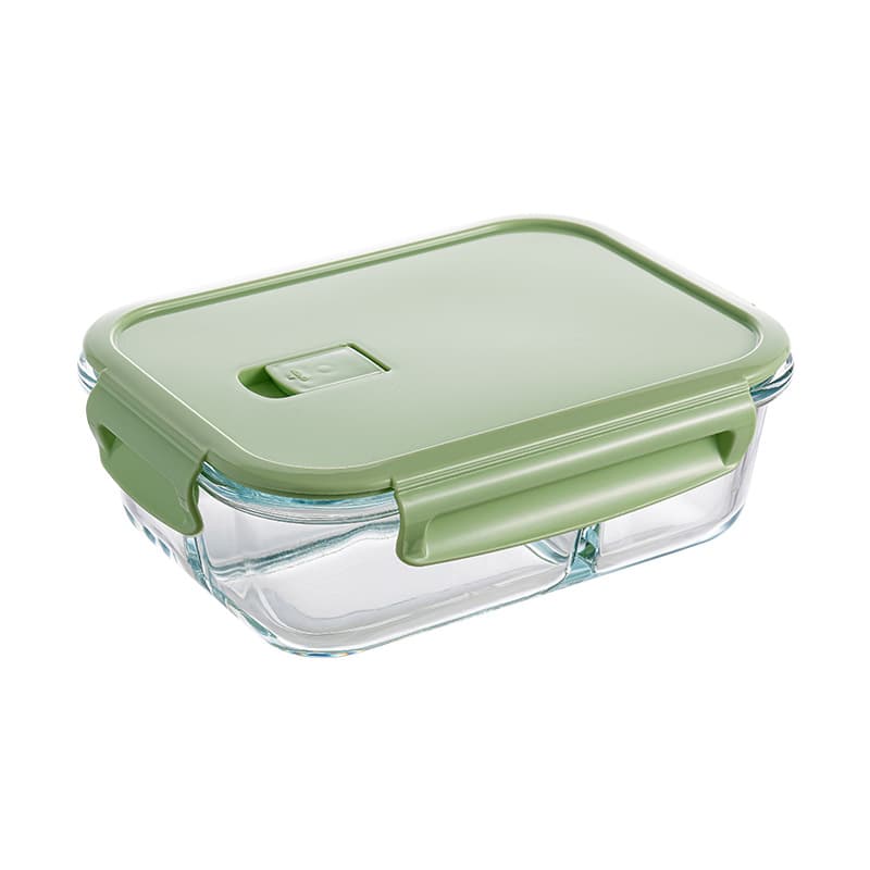 Glass Food Container Glass Bowl Transparent Microwave Rectangular Fresh-Keeping Box High-Temperature Resistant Bento Box Home Round Food Container