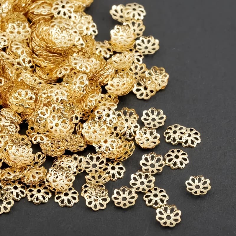 2025 New Cross-border Drop Shipping 6mm Fringe Cap Petal End Cap DIY Hollow Flower Metal