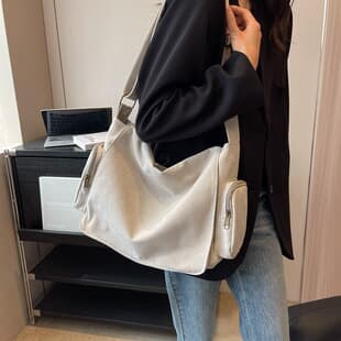 Women's Bag 2023 New Style, Trendy Korean Version Canvas Vintage Bag, Large Capacity Single Shoulder Crossbody Tote Bag Commuting Bag