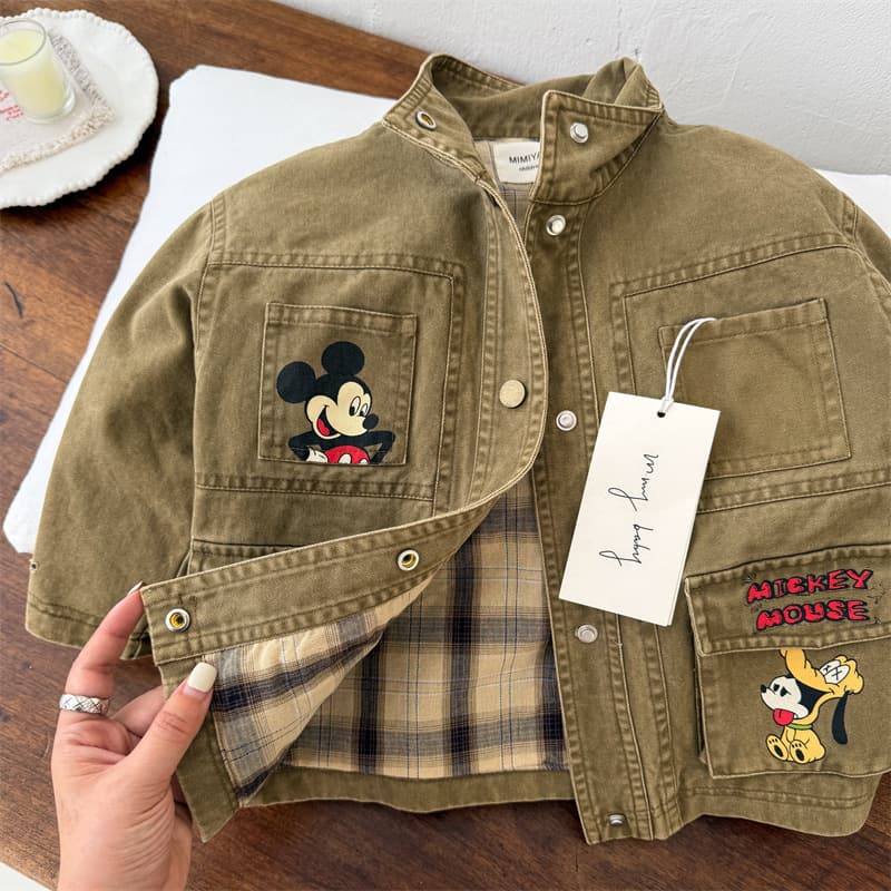 Children's Jacket 2026 Fall New Arrival Kids Denim Jacket with Cartoon Design, Baby Lapel Jacket for Boys and Girls