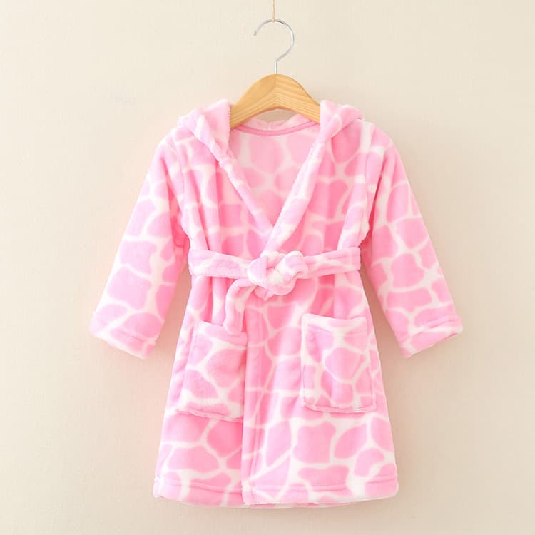 2026 Spring Autumn Winter Children's Homewear Pajamas Boys Girls Bathrobe Fleece Hooded Kids Robe Indoor