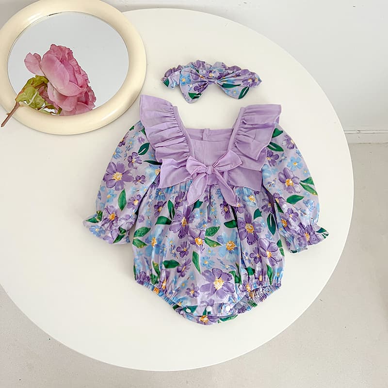 Bodysuit Triangle Romper Girls Crawling Suit Customizable Cute Versatile Soft Long Sleeve Soft Breathable Soft Outfit