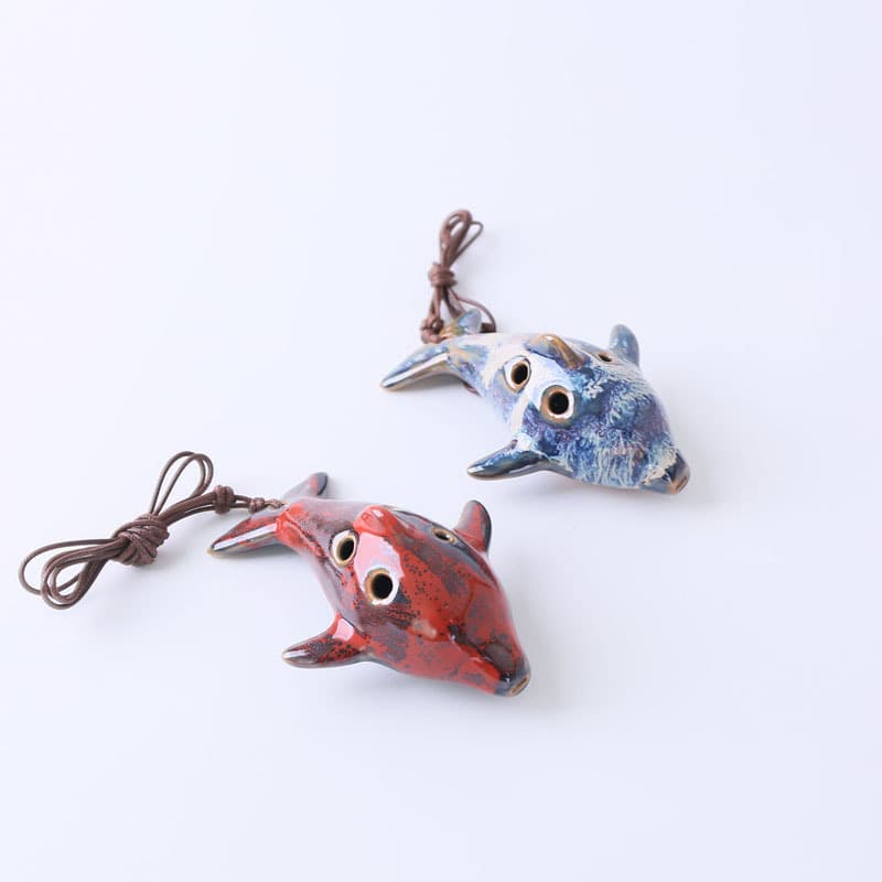 Cartoon six-hole ocarina, kiln-turned dolphin ocarina lanyard, popular toys, crafts, foreign trade ceramics in scenic spots