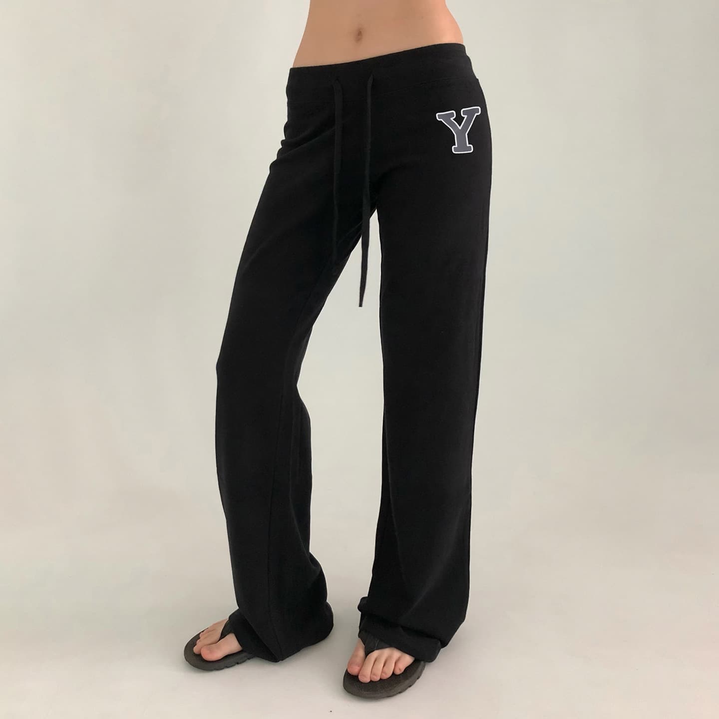 AliExpress Autumn/Winter Basic Letter Print Low-Waist Drawstring Straight Leg Pants, Hot Girl Simple Style Fitted Knit Casual Pants