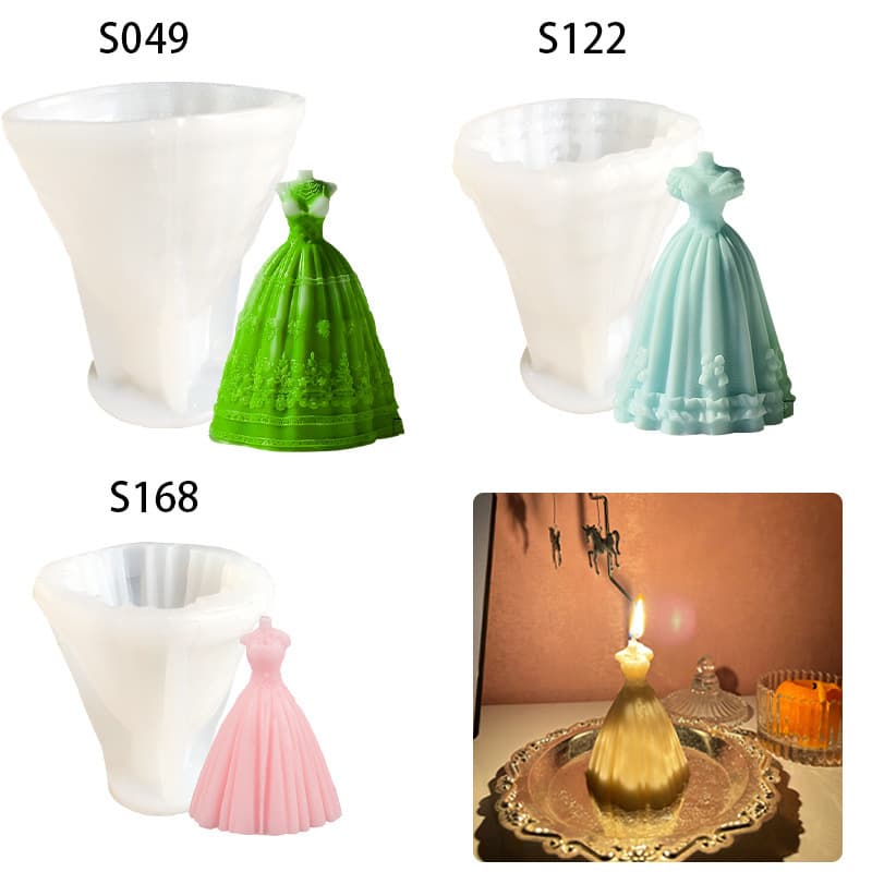 Candle Epoxy Silicone Mold Cream Cake Skirt Wedding Dress Decoration Clay Mold