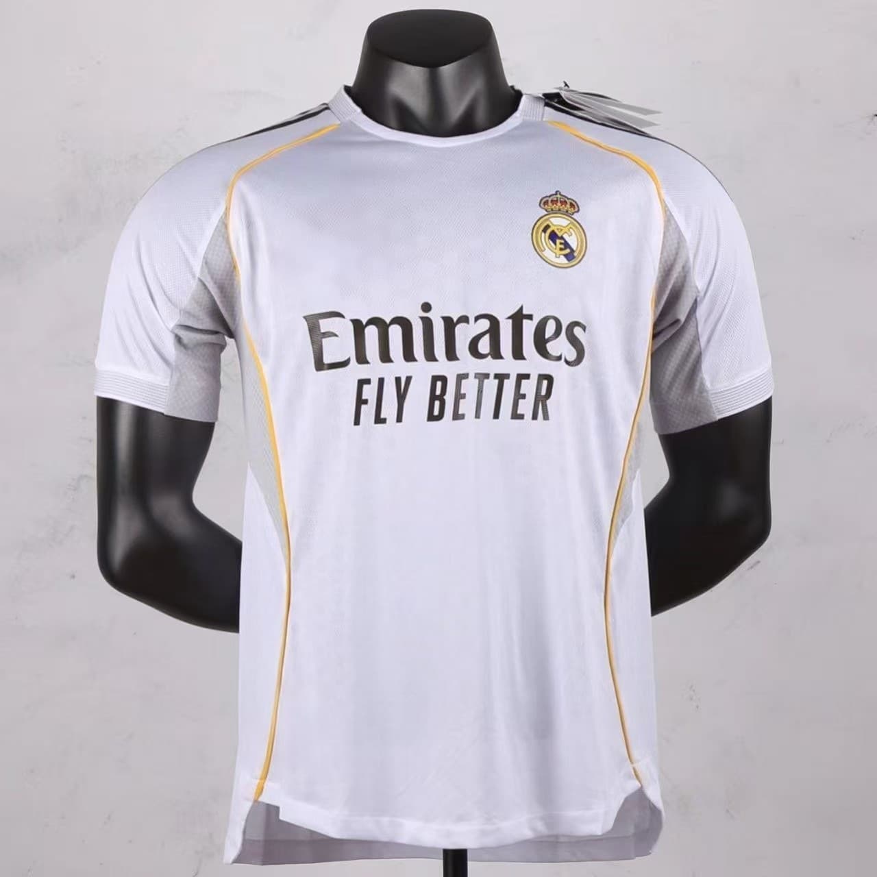 Real Madrid Slim Fit Retro Gold Trim Home Short Sleeve T-Shirt Fan Version Breathable Quick-Dry Top