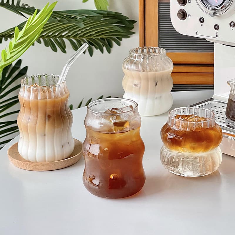 Large Capacity Fat Cute Glass Coffee Cup for Cold Drinks And Hot Milk Tea Environmentally Friendly Heat Resistant Single Layer Cup