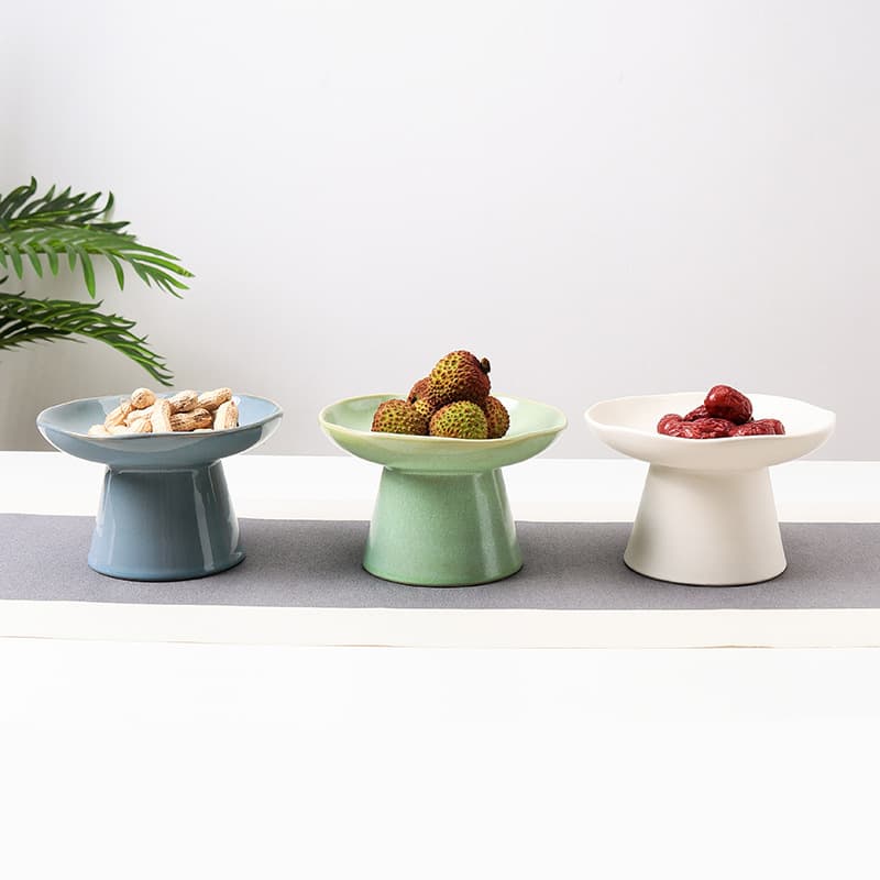 Kiln-fired Chinese Tea Plate High-foot Fruit Plate Zen-inspired Small Dish Japanese Coarse Pottery Pastry Dried Fruit Bowl Tray
