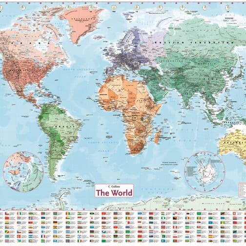 Manufacturer Direct Wholesale Double-Sided Laminated Waterproof English Map on Coated Paper