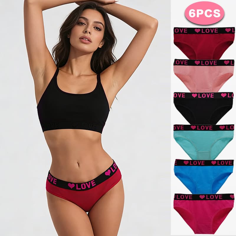 Cross-border Cotton Panties Women Mid High Waist European Size Ladies Panties Teen Solid Color Letter Simple Plus Size Triangle Panties
