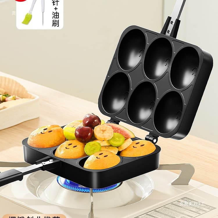 Viral Smile Egg Puff Mold Commercial Cake Baking Pan Gas Griddle Egglet Machine Home-style Hong Kong Egg Waffle Maker