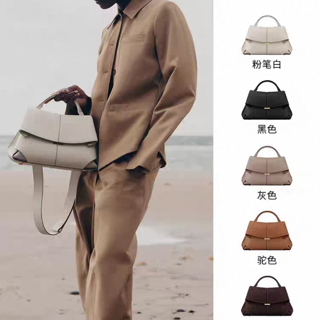 Cross-border POLENE Polingen smile bag niche genuine leather women's bag high-end pleated handbag crossbody bag for women