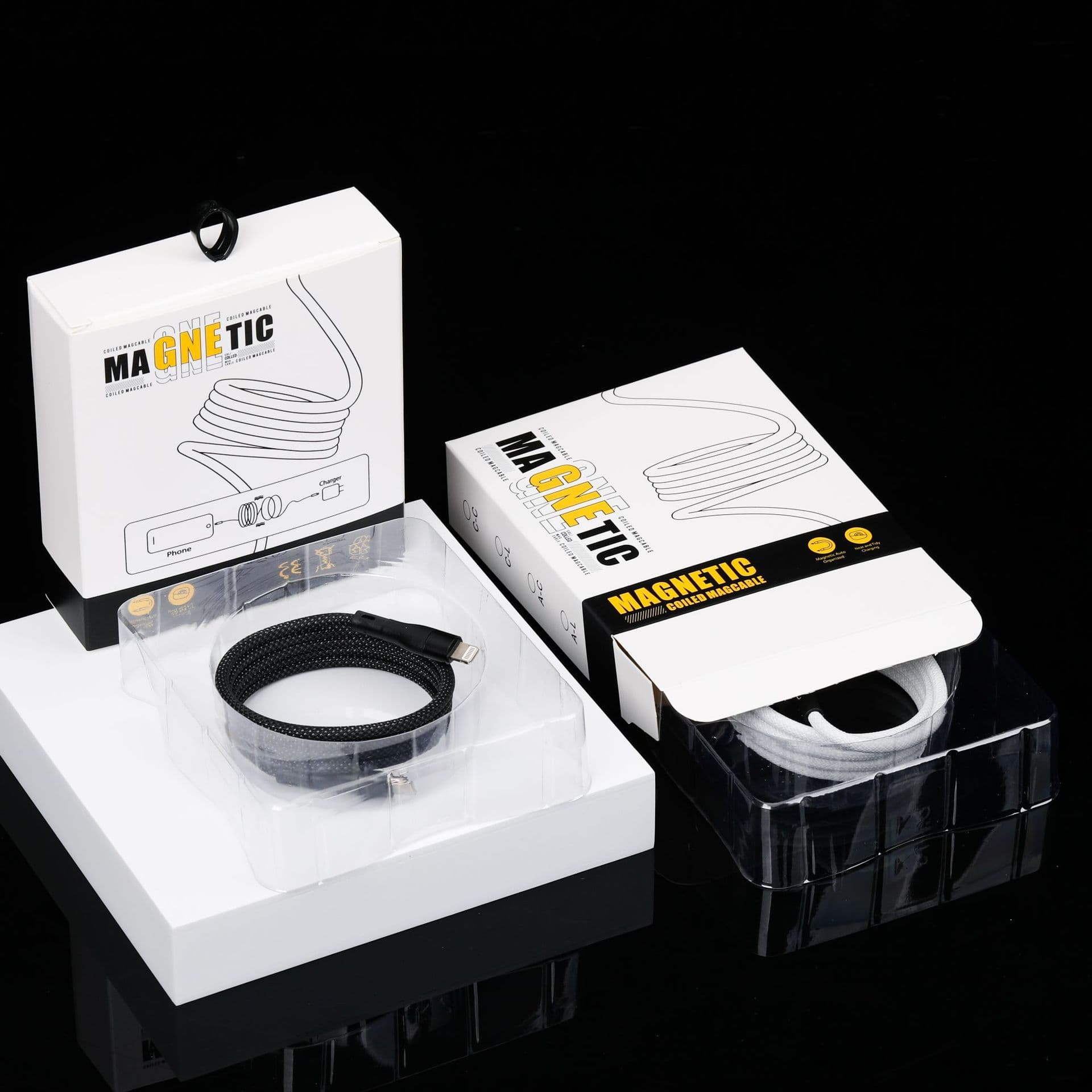 New Magnetic Data Cable Packaging, Magic Rope Storage Magnetic Charging Cable Packaging Box, Ready Stock Paper Box Customizable
