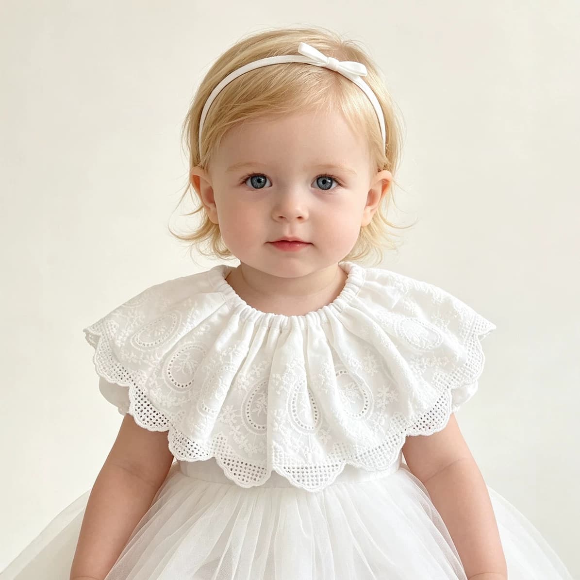 Baby Infant Bib Drool Towel Neck Cover Anti-Stain Pullover Round Neck Bib with Large Ruffle