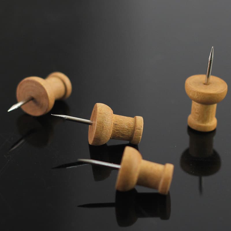 Retro tan dark wood I-shaped pins, art pins, brown handmade wooden picture pins