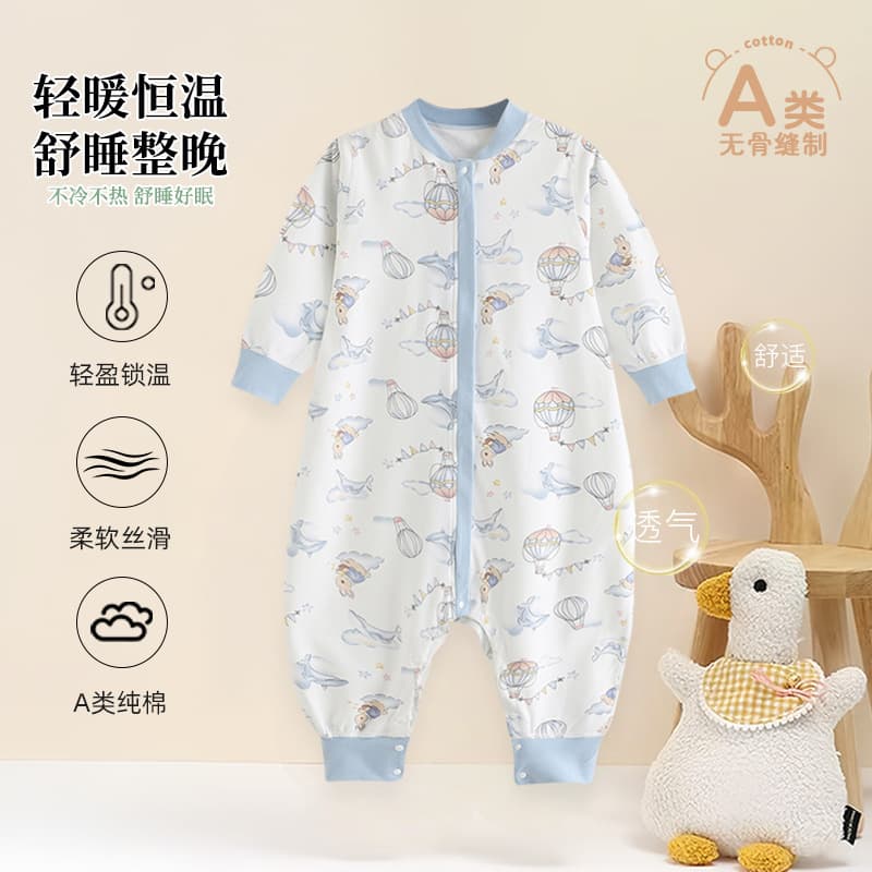 Children's Cotton Sleep Sack Baby Pajamas All-Season Homewear Boys Girls Spring Autumn Onesie Baby Crawling Suit