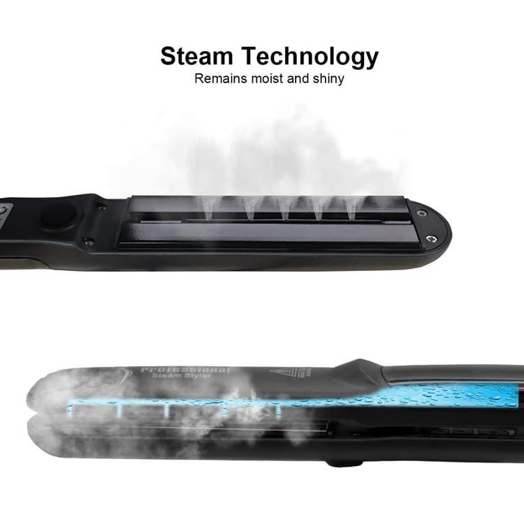 Jinmei Steam Hair Straightener Spray Tourmaline Plates, Non-Damaging Negative Ion Curling Iron, 2-in-1 Straightener and Curler