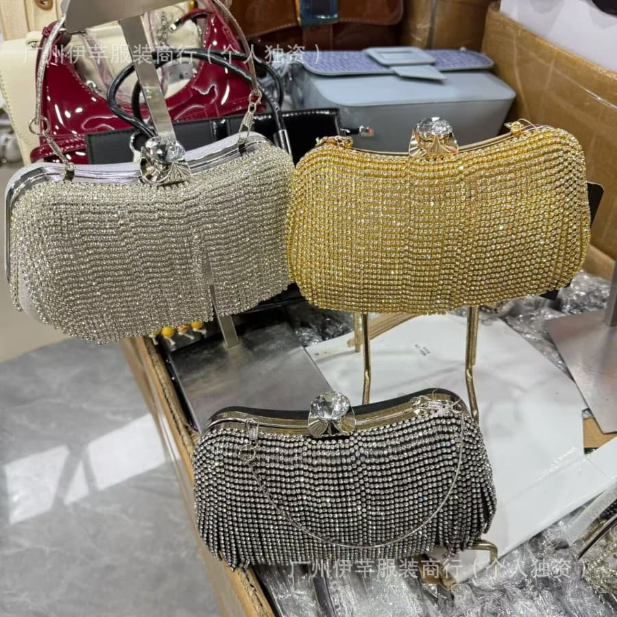 Women's evening bag handbag, ladies' fashionable sparkling rhinestone banquet bag, in stock