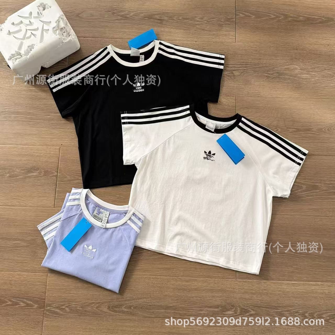 Cross-border Classic Three-leaf Clover Embroidery Raglan Sleeve Round Neck Pullover Women's Short Sleeve T-Shirt Slim Fit
