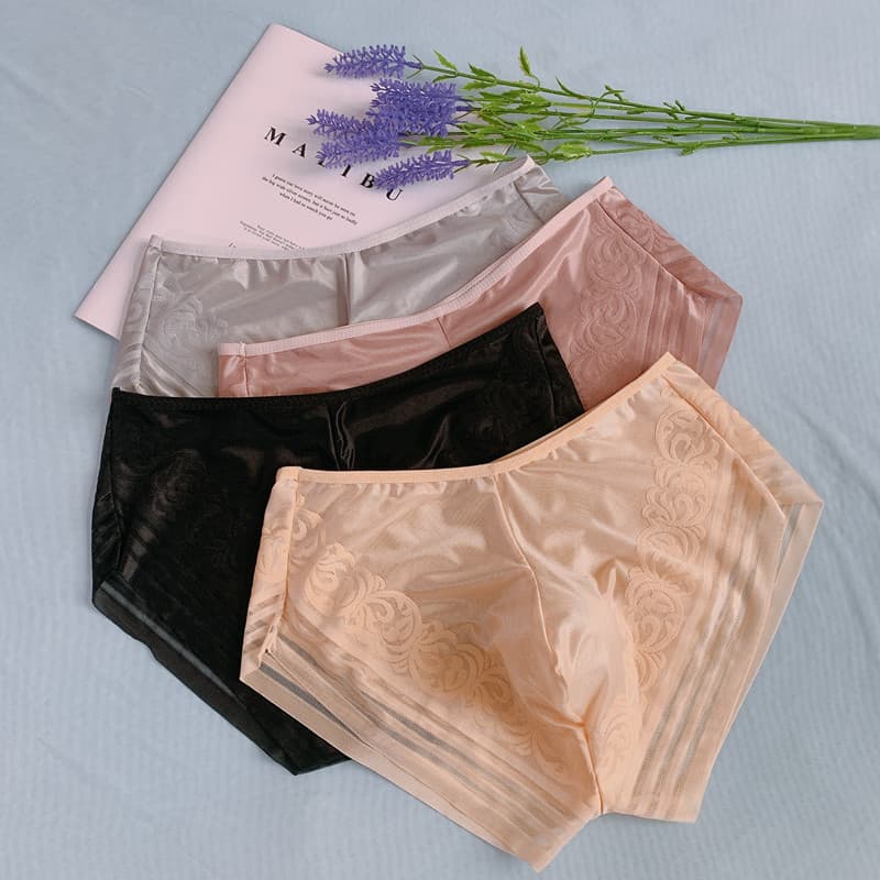 New Style Pattern Jacquard Comfortable Low-Rise Erotic Sexy Seductive Men's Seamless U-Pouch Large Size Boxer Briefs