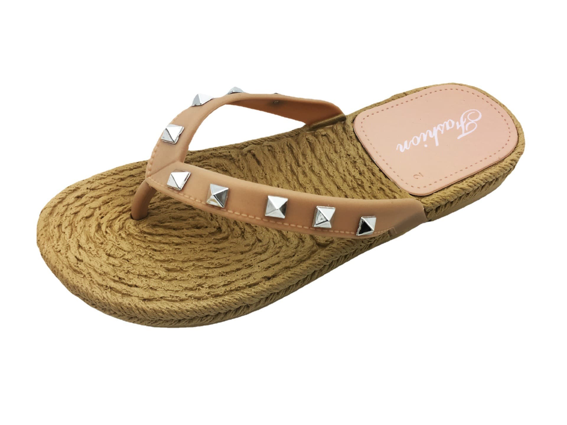 Straw Rope Rivet Women's Beach PVC Flip Flops Customized Sandals for Export Factory