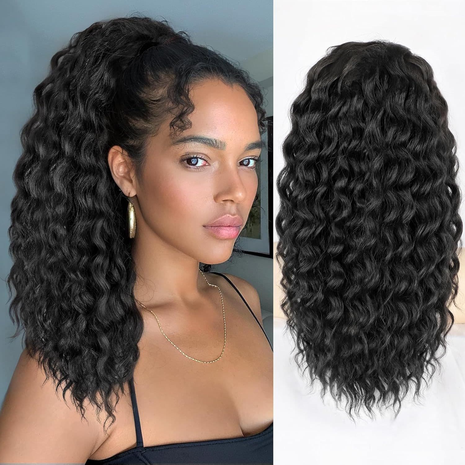 Cross-border Europe and America Pony Tail Hair Extension Small Curl Fluffy Drawstring Ponytail Hairpiece Puff Ponytail Wig