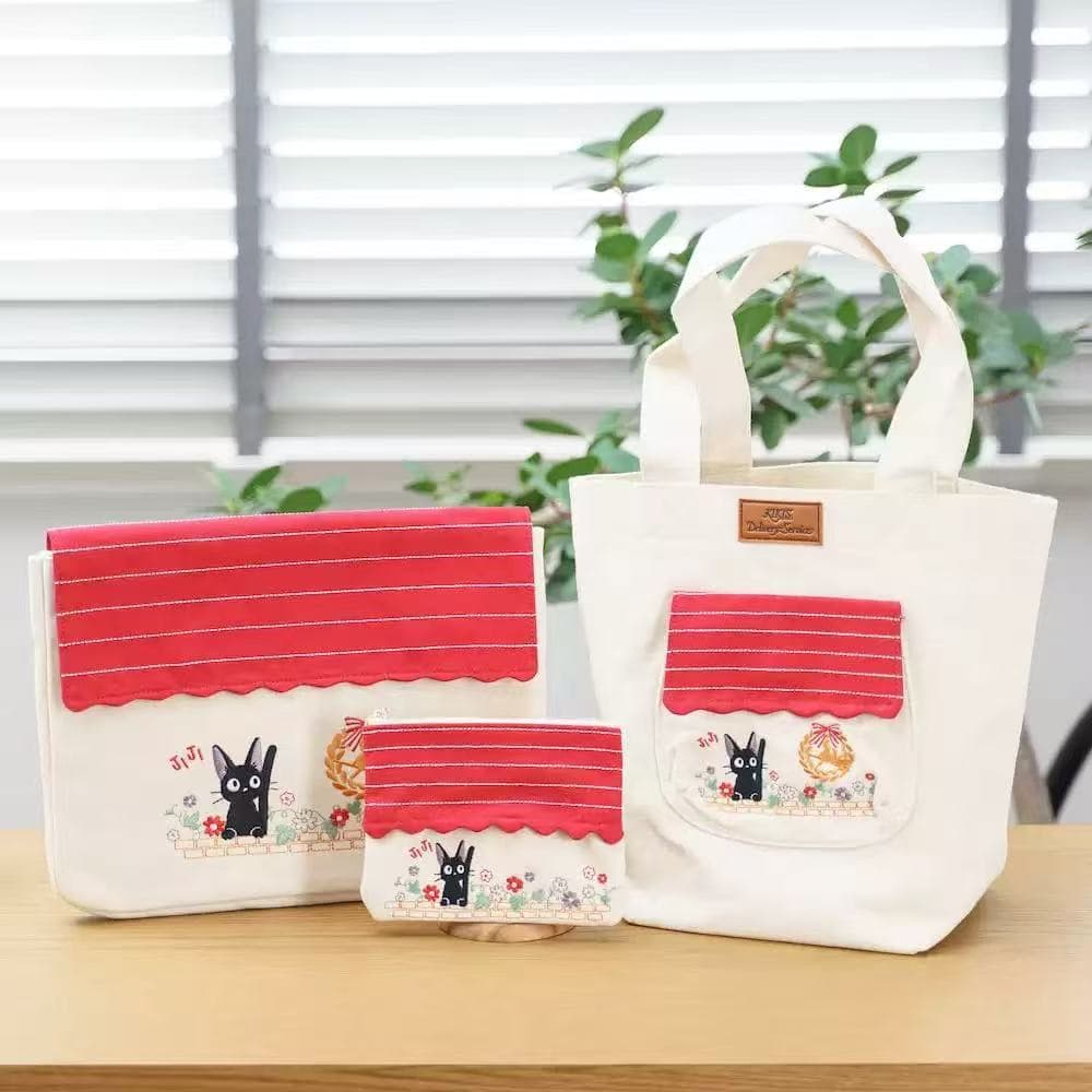 Japan's Miyazaki Hayao My Neighbor Totoro Cosmetic Bag Cartoon Witch's Delivery Service Gigi Embroidered Umbrella Pattern Canvas Handbag