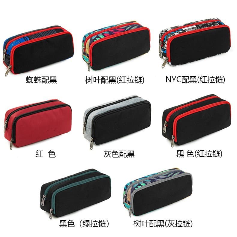 Amazon's popular large-capacity Oxford cloth student pencil bag double-layer zipper stationery bag ins simple stationery box
