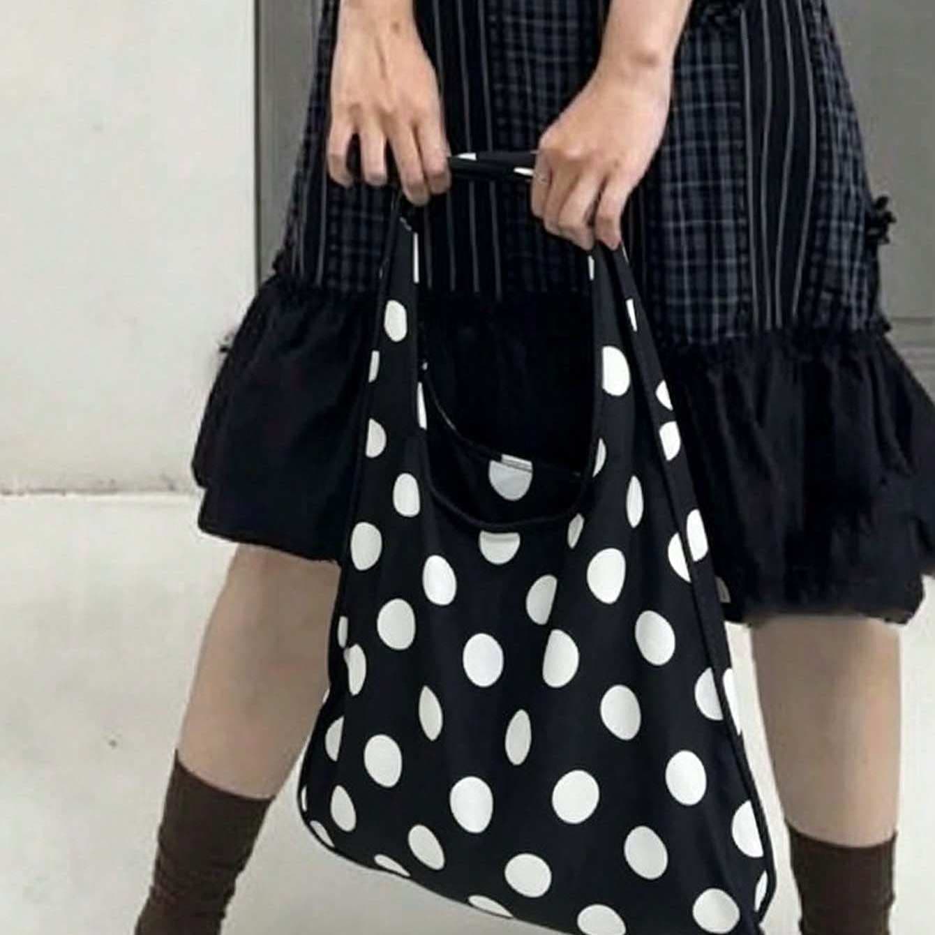 2026 New Wave Dot Shoulder Bag Women's Large Capacity Commuting Underarm Bag Korean Versatile Handbag Daily Crossbody Bag