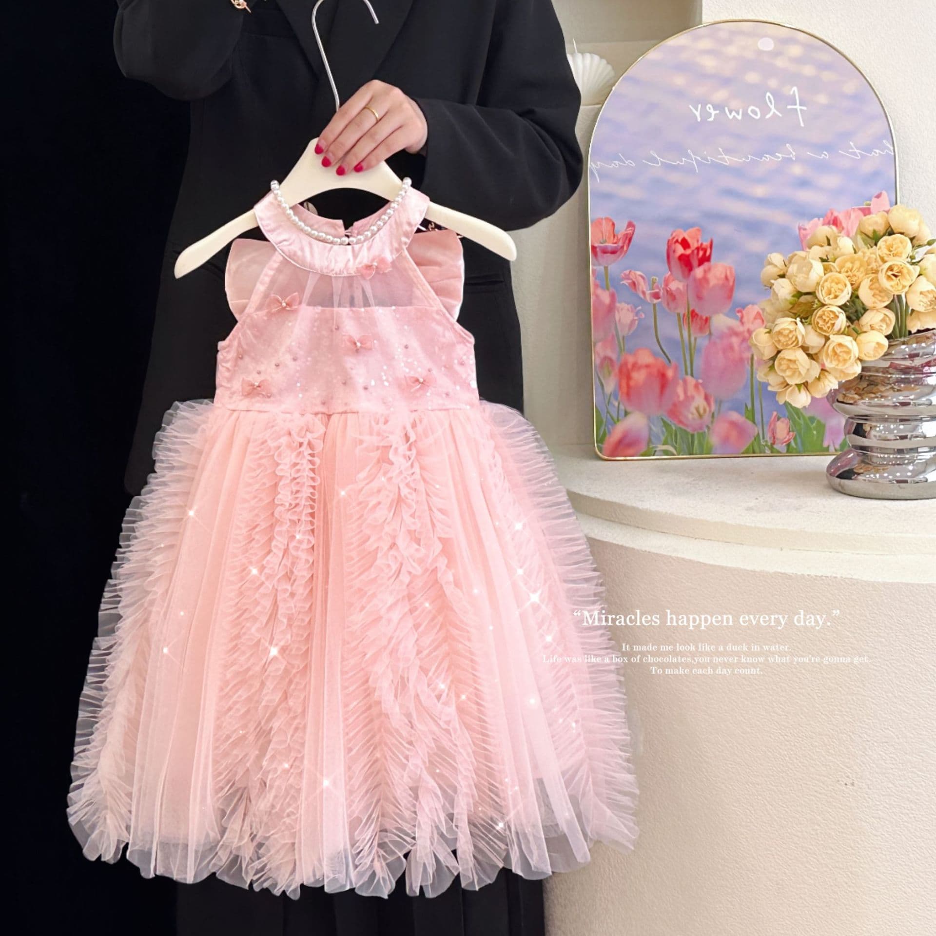 Girl Host Dress Luxury Niche High-End Child Flower Girl Wedding Little Princess Dress Piano Performance Costume