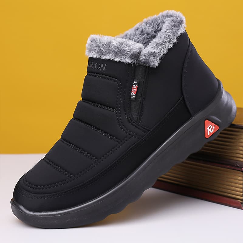 Winter New Style Old Beijing Cloth Shoes Men's Cotton Shoes Snow Boots Thick Fleece Warm Men's Shoes Lightweight Anti-Slip Soft Sole Cotton Shoes