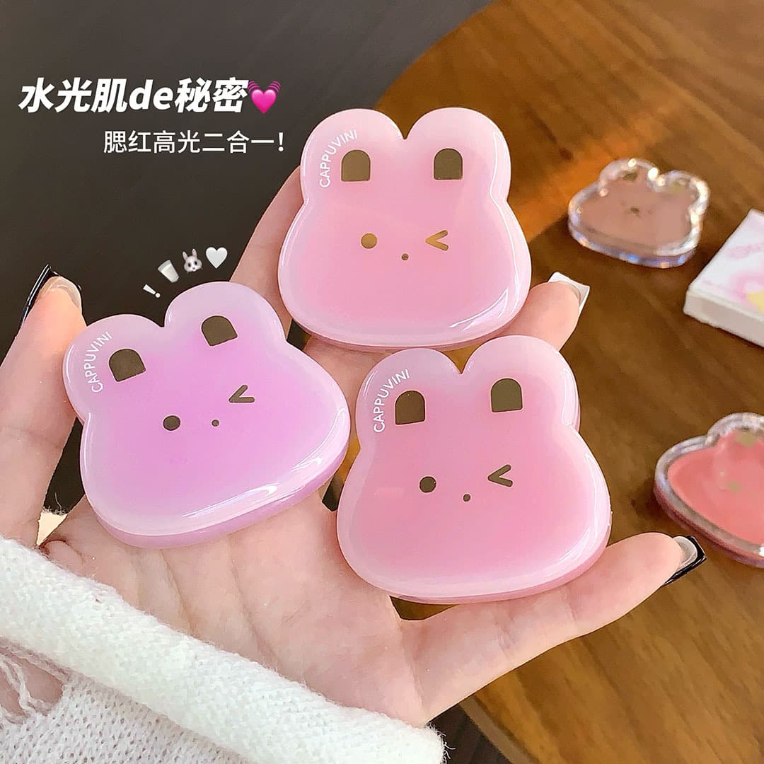 Laipinshang Little Rabbit Multi-Purpose Dewy Cream, Moisturizing Plumping Color Highlighter Blush for Youthful Nude Look and Long-Lasting Wear