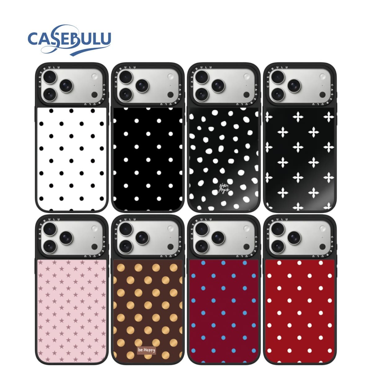 White Polka Dot Mirror Case for iPhone 17 Pro Max / 16 / 15, Trendy Fashion Protective Cover