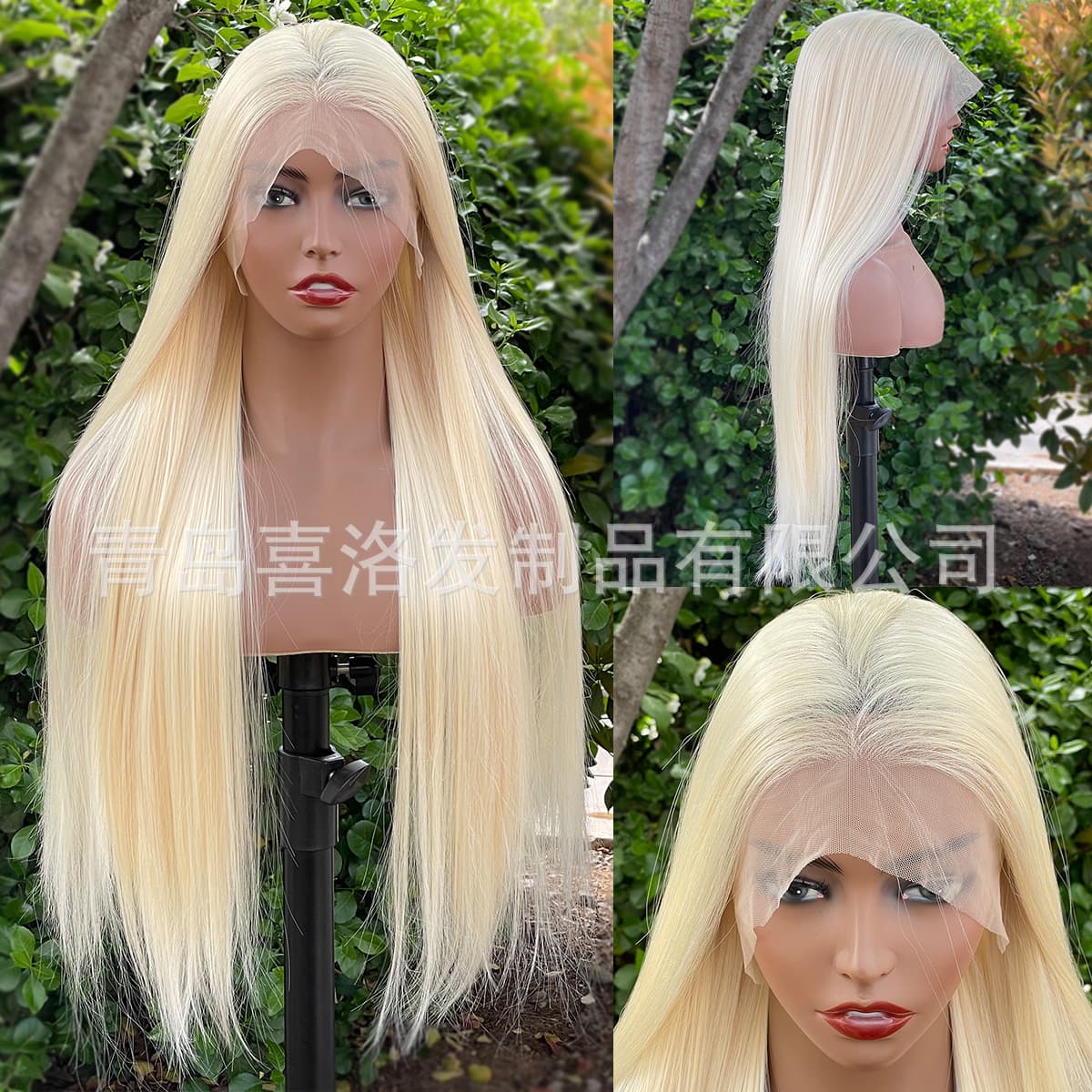 Large Hand Hook 13x 6 Front Lace Wig European and American Style Blonde Long Straight Hair Natural Hair Line Half Lace Wig