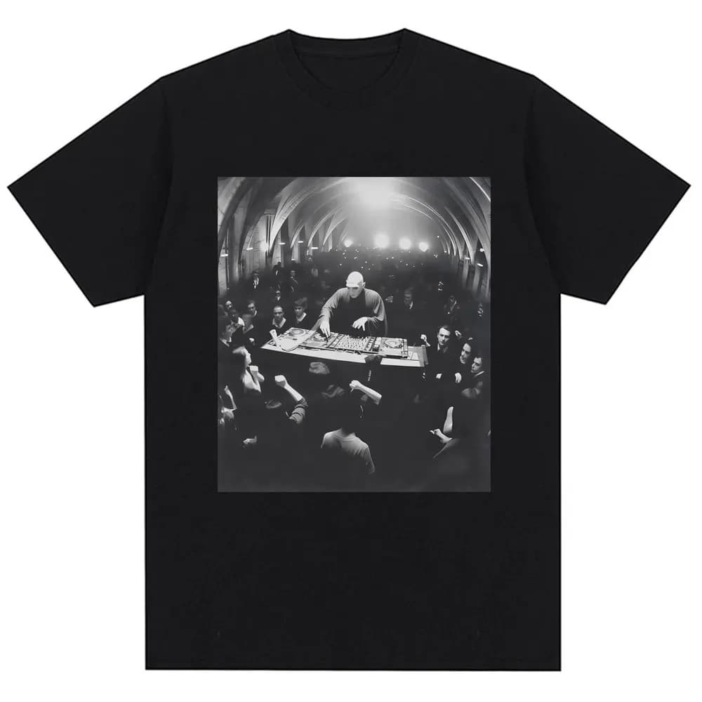 Funny Dj Dark Lord Meme Graphic T-Shirt Wizard Rave Party Fashion Retro Tee for Men