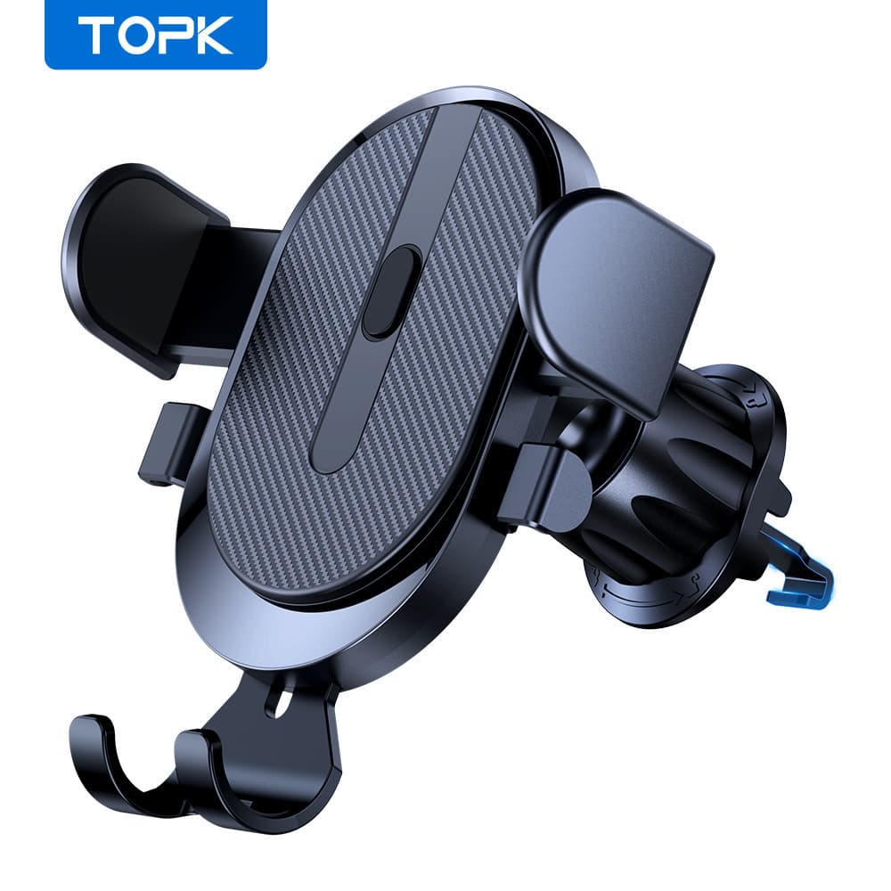 TOPK D39 Car Mount with Hook, Rotating Air Vent Phone Holder, Multi-Functional Universal Phone Mount