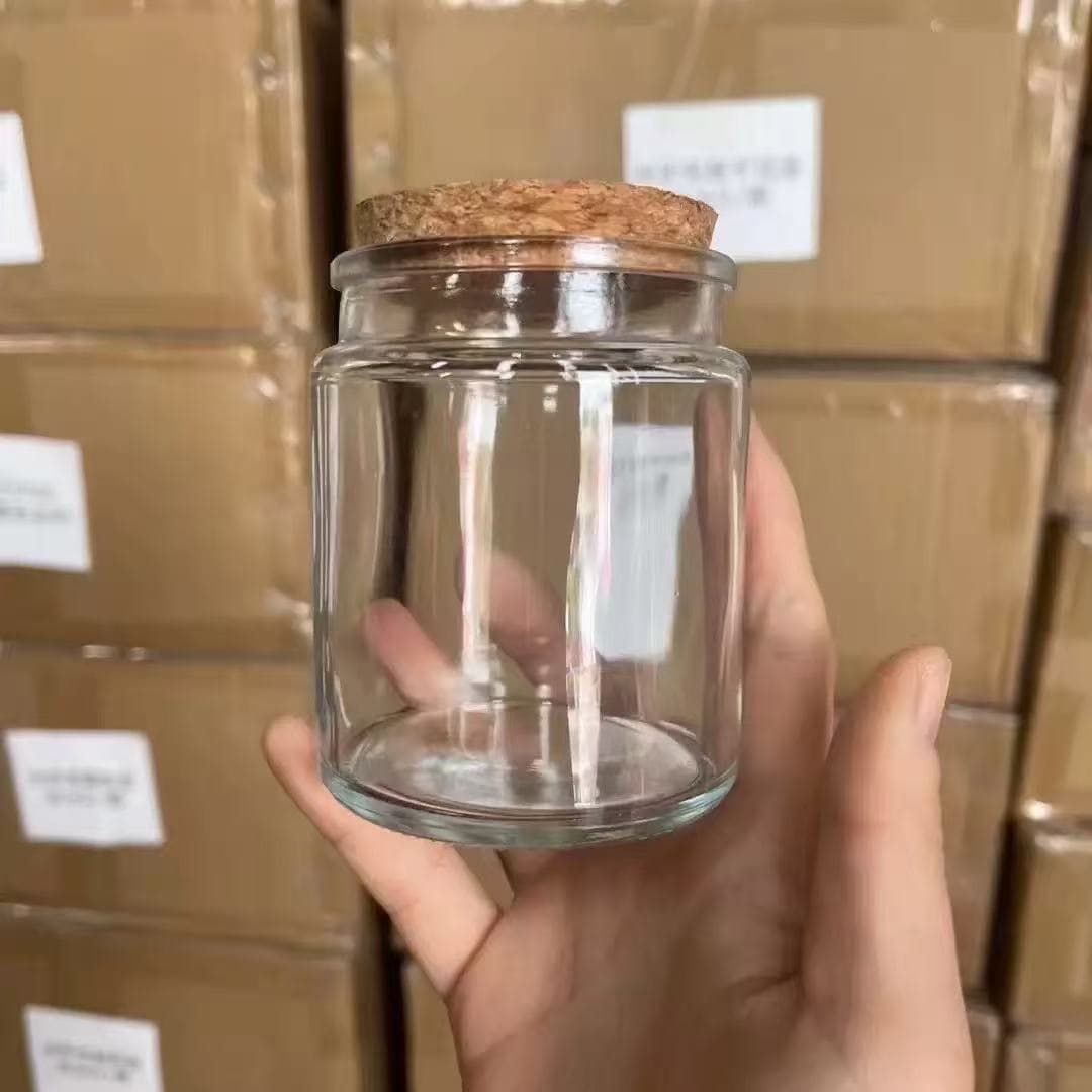 Large Candle Cup Transparent Aromatherapy Glass Cup Wooden Cork Colored Glass Candle Jar Candle Holder Indoor Decoration Candle Cup