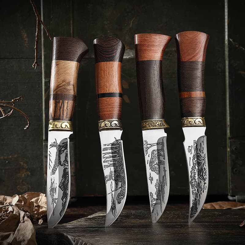 Cross-border Hand-held Mongolian Knife Outdoor Meat Cutting Knife Stainless Steel Tactical Meat Knife Picnic Knife Steak Knife