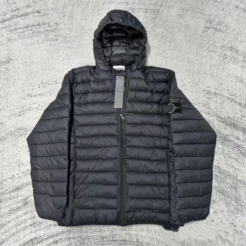 Cross-border STONE trendy brand classic embroidered sleeve badge down jacket hooded zipper jacket top, unisex style