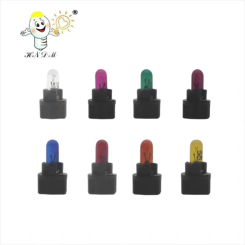 Car Bulb T5 12V1.2W with Socket Dashboard Indicator Light / Center Console Indicator Light / Colored Glass Wedge Bulb