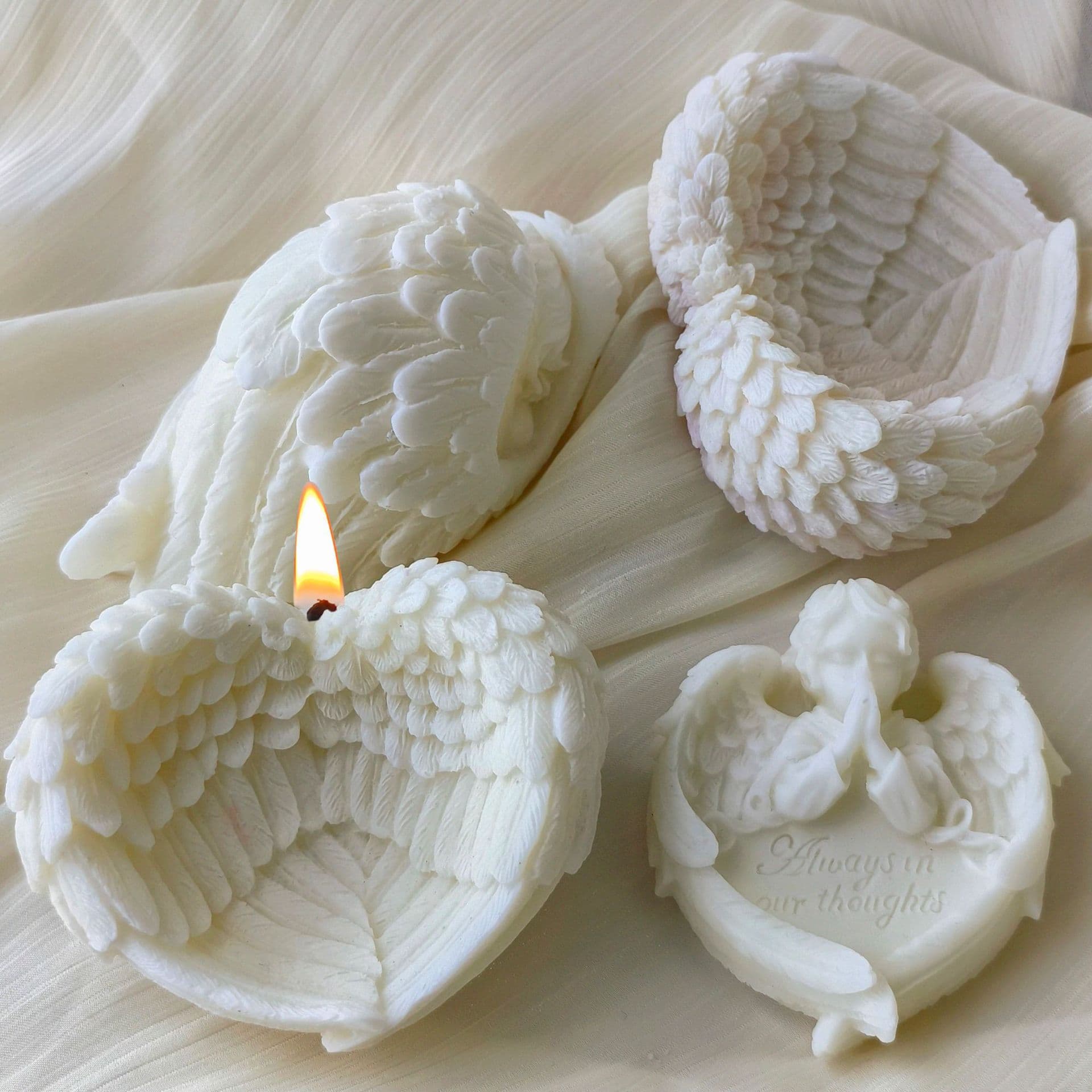 Jiahuimei love angel wings silicone mold diy glue resin storage box mold wings table candlestick